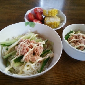 ツナときゅうりのサラダそうめん